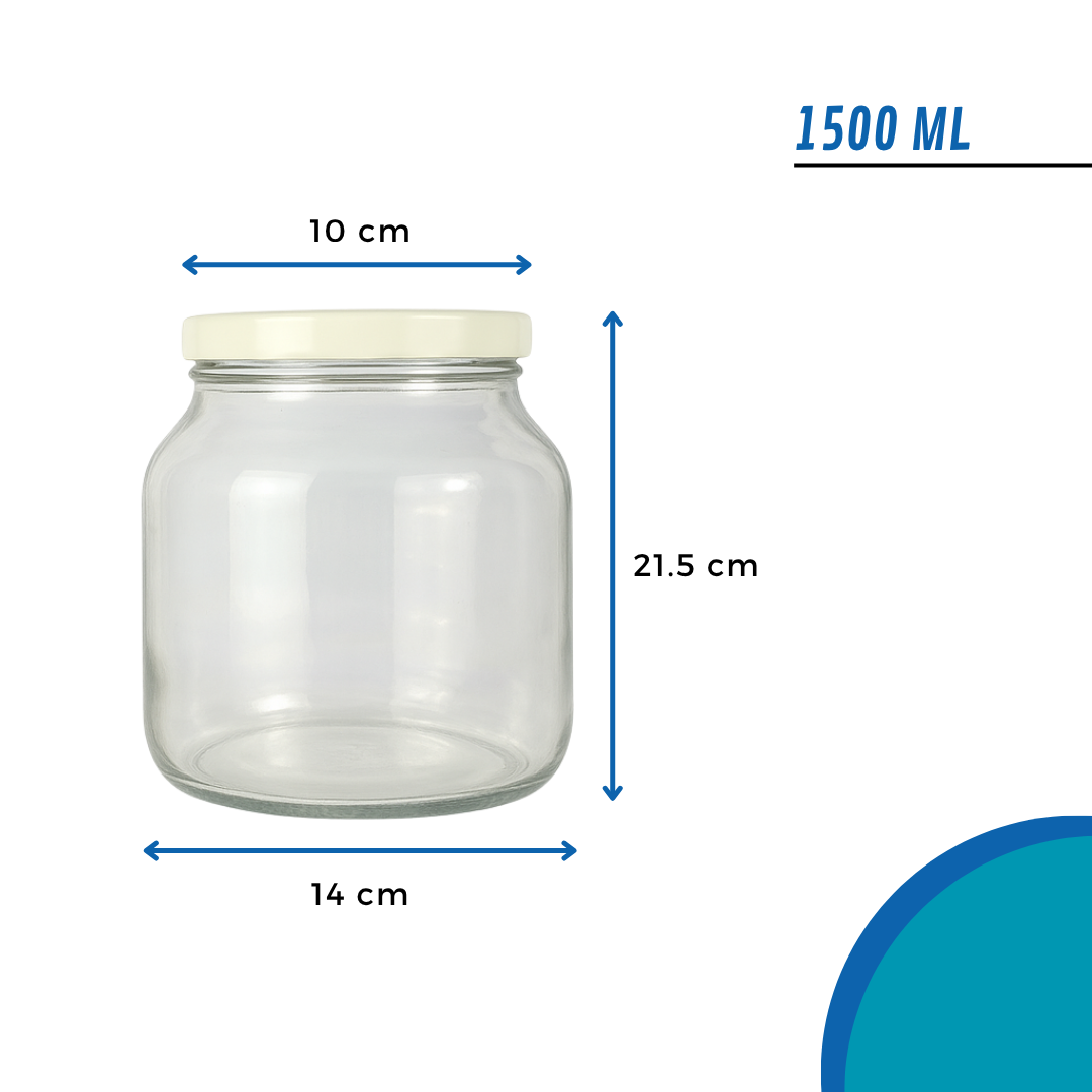Bollón Vidrio Gigante | 1500ml | Tapa Blanca — vista 3