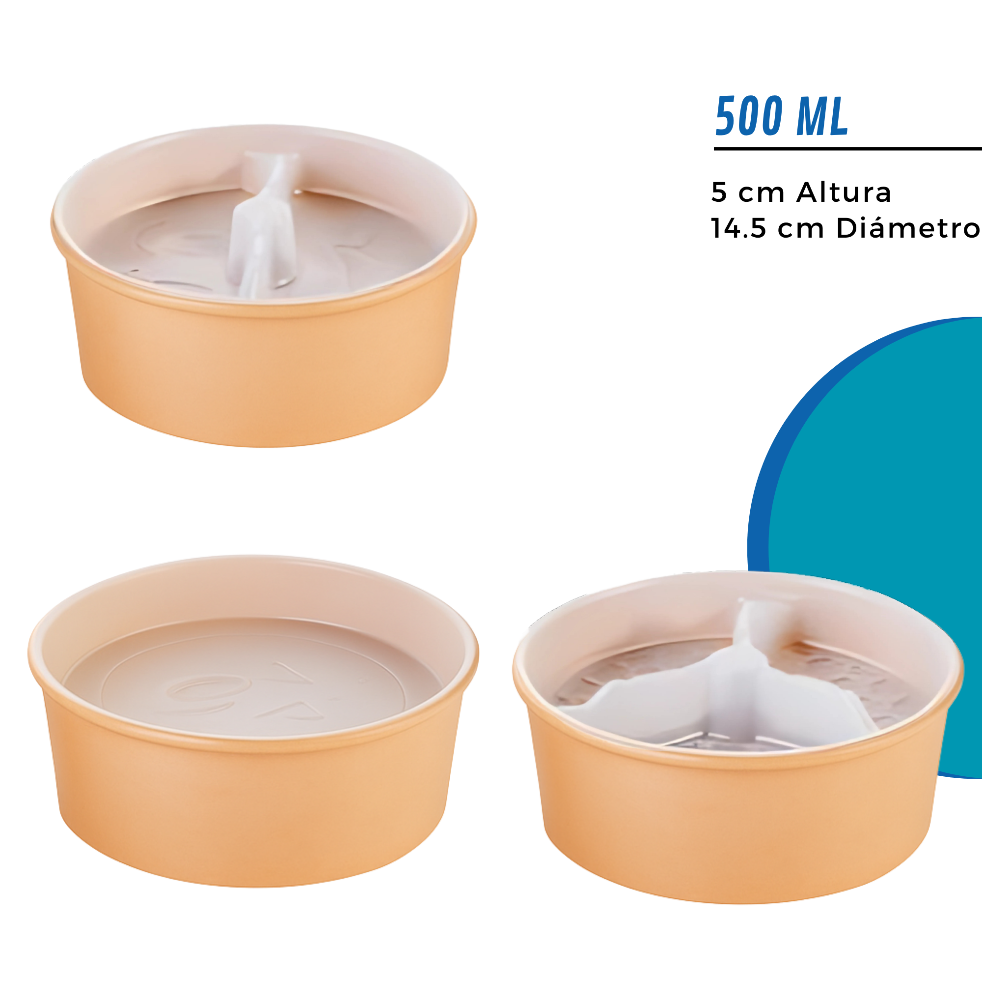 Bowl Ensaladera Polipapel Con Separador de Alimentos | Tapa PET | 500 - 1000ml — vista 3