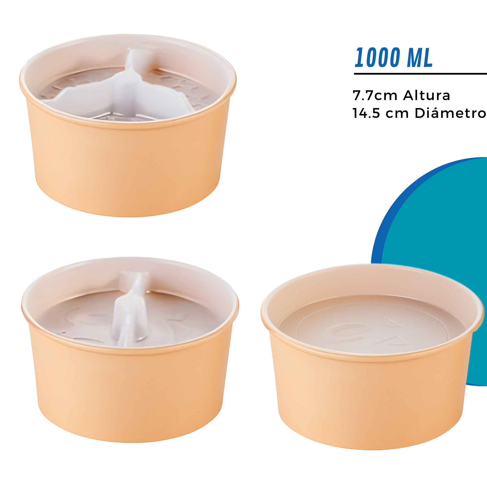 Bowl Ensaladera Polipapel Con Separador de Alimentos | Tapa PET | 500 - 1000ml — vista 4