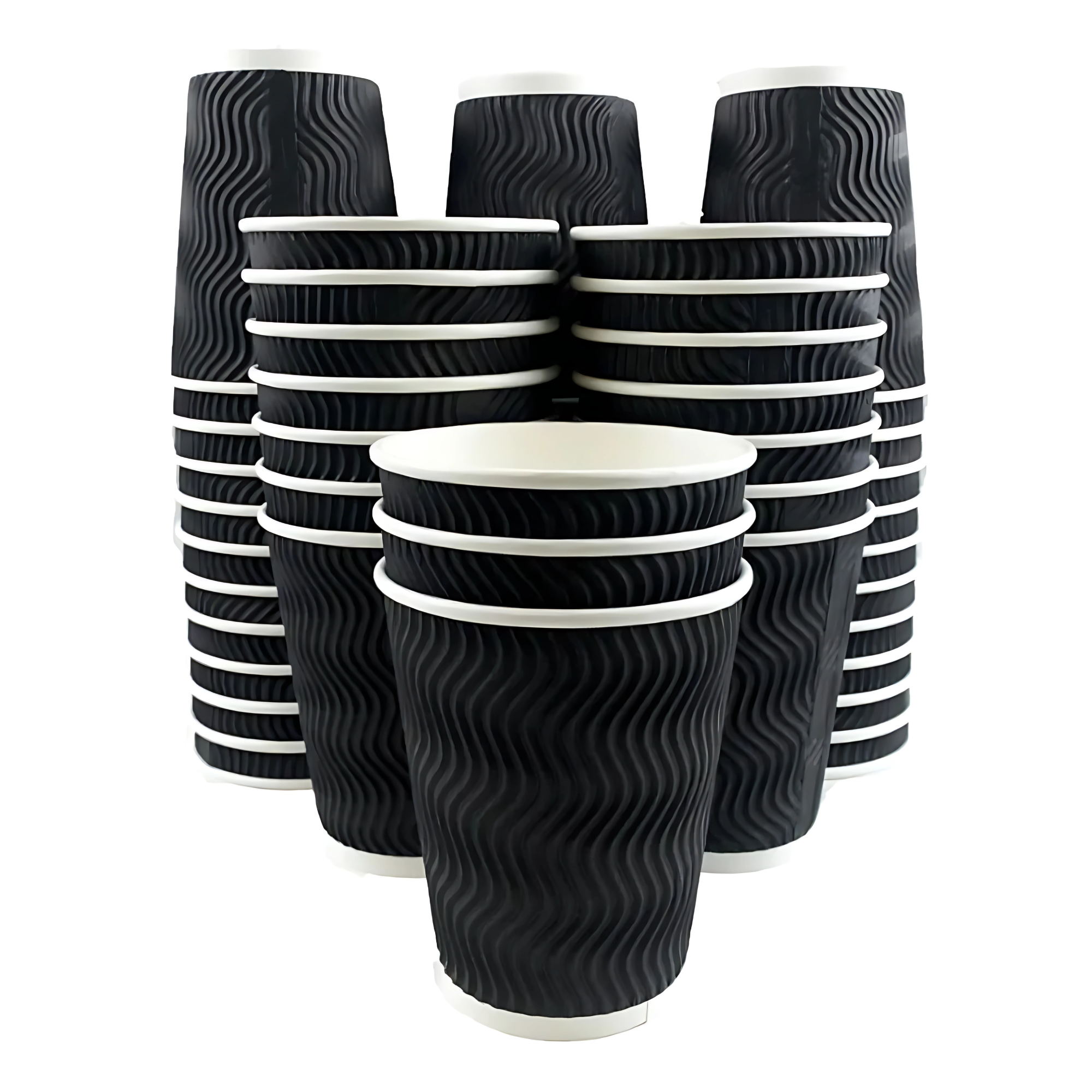 Vaso Para Café Polipapel Corrugado Ondulado Negro | Doble Pared | Con o Sin Tapa — vista 2