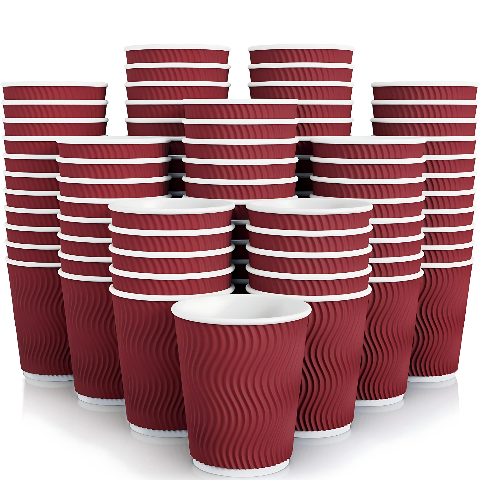 Vaso Para Café Polipapel Corrugado Ondulado Rojo | Doble Pared | Con o Sin Tapa — vista 2