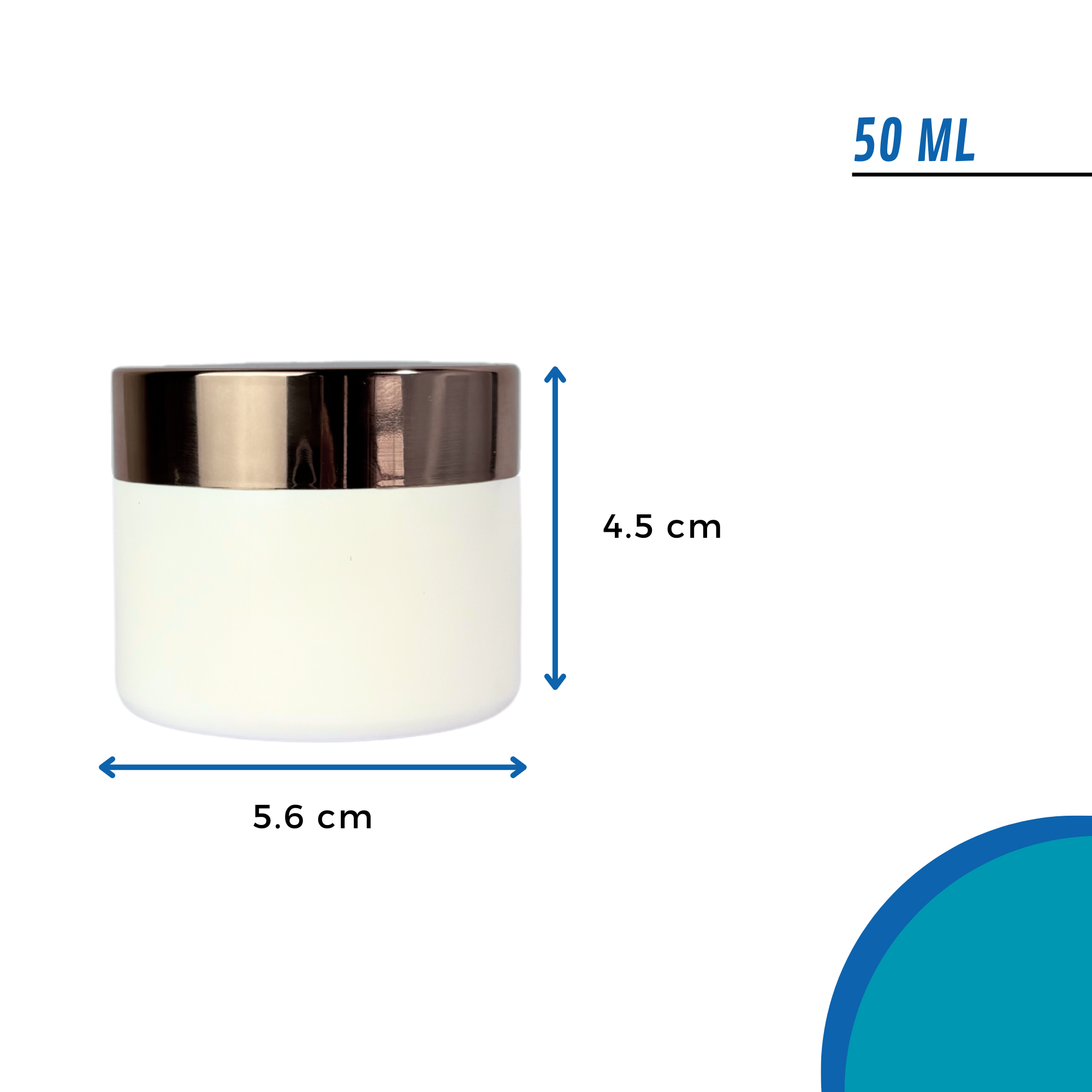 Pote Vidrio Blanco | 50g | Tapa Rosa Suave — vista 3