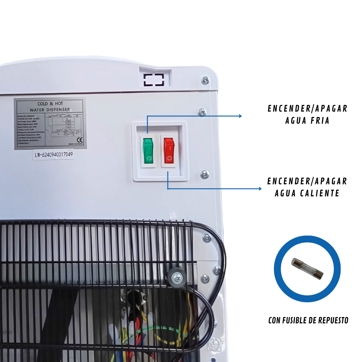 Dispensador De Agua Fría/Caliente Eléctrico | Con Compresor — vista 4