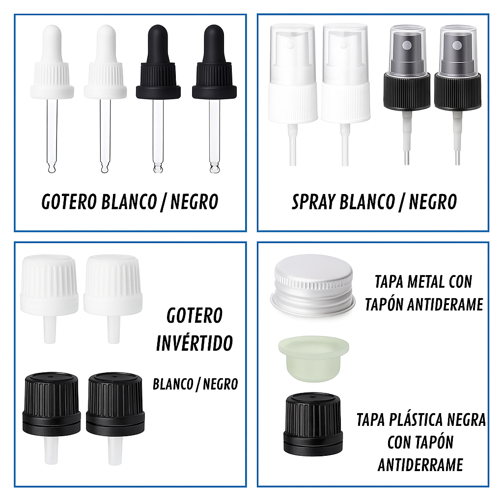 Frasco Esmerilado 30ml | Varias Tapas | Azul-Verde — vista 4