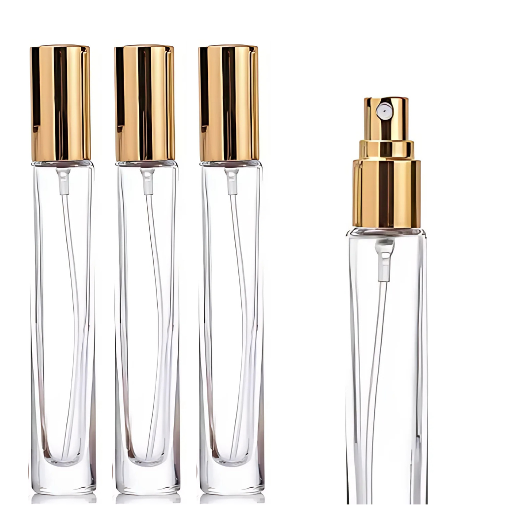 Spray Vidrio Largo Cilíndrico | 10ml | Tapa Dorada o Plateada — vista 2