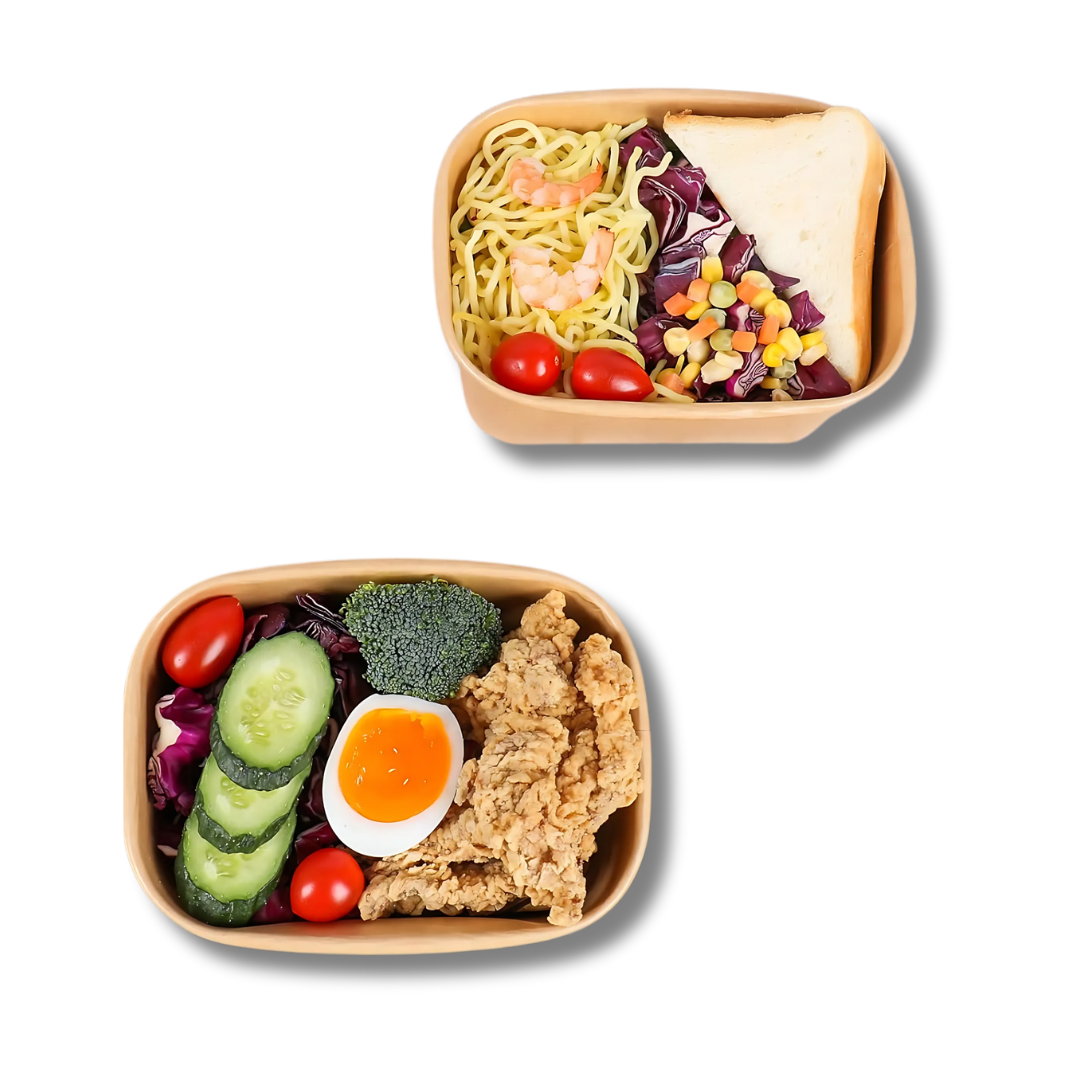 Bowl Ensaladera Rectangular Kraft 1000ml Tapa PET — vista 3
