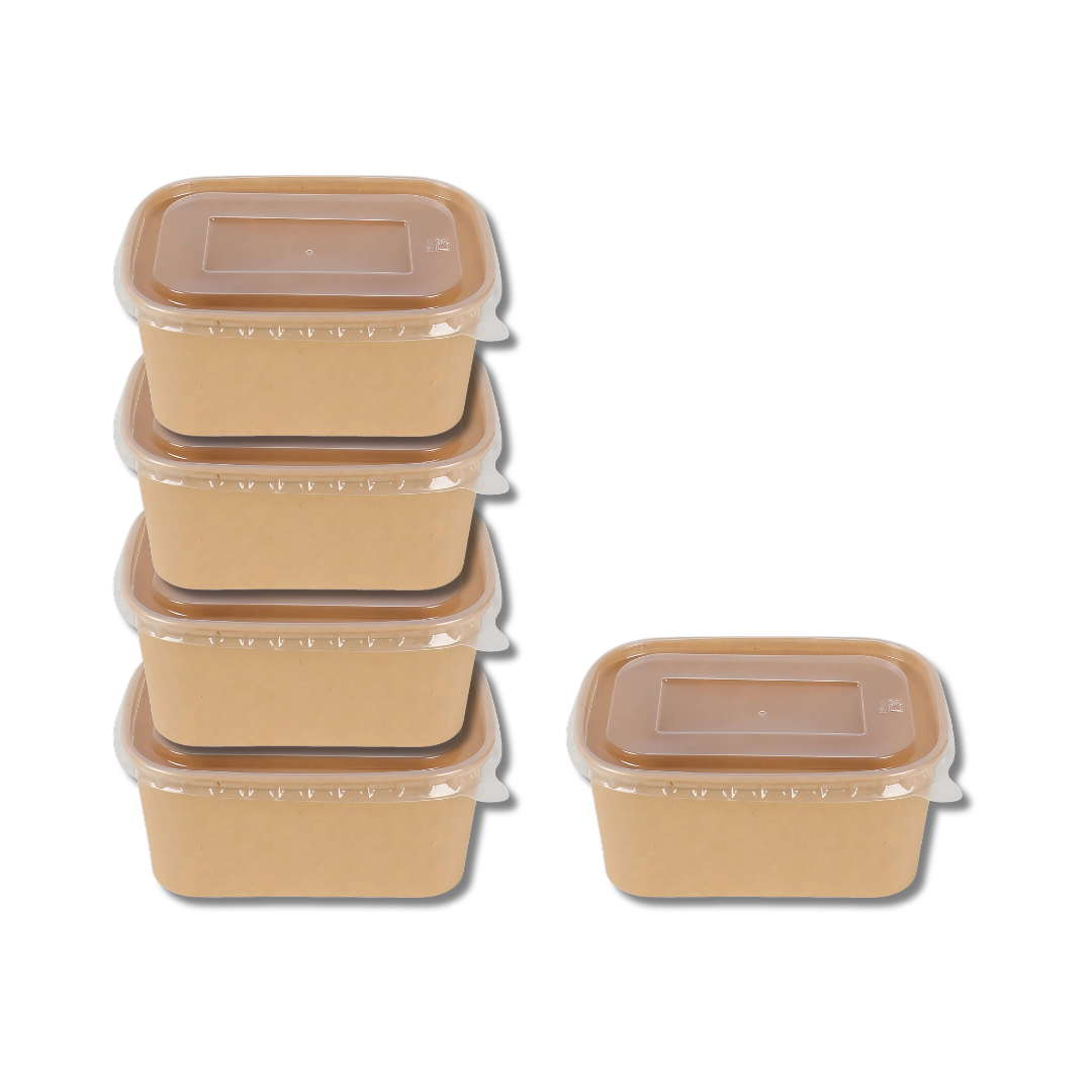 Bowl Ensaladera Rectangular Kraft 1000ml Tapa PET — vista 2