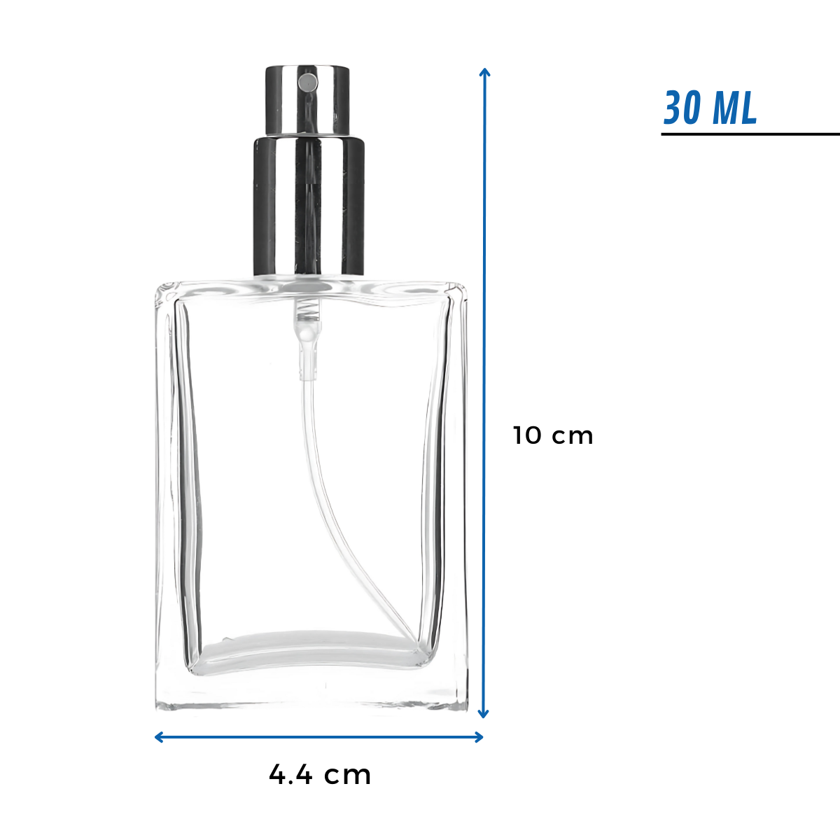 Frasco Perfume Cuadrado Vidrio | Tres Tamaños | Dorado o Plateado — vista 2
