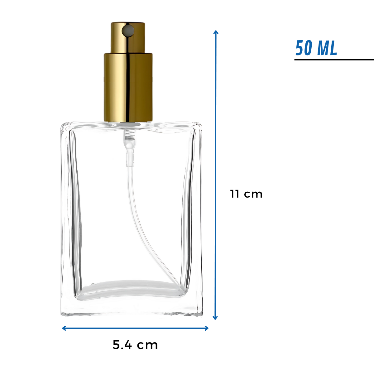 Frasco Perfume Cuadrado Vidrio | Tres Tamaños | Dorado o Plateado — vista 3