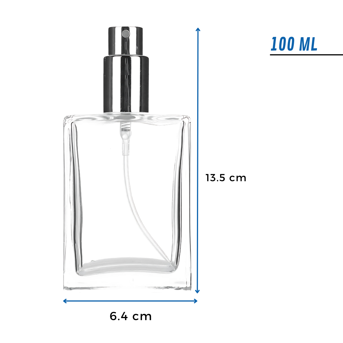 Frasco Perfume Cuadrado Vidrio | Tres Tamaños | Dorado o Plateado — vista 4