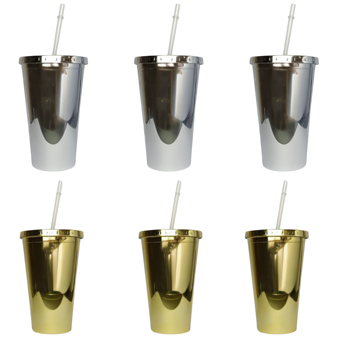 Vasos Con Tapa y Sorbito | Efecto Metalizado | 500cc — vista 2