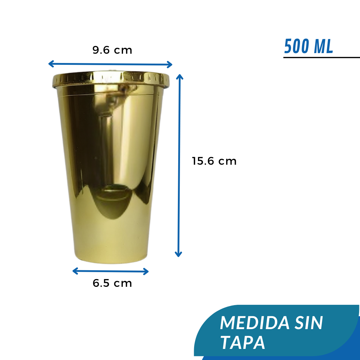 Vasos Con Tapa y Sorbito | Efecto Metalizado | 500cc — vista 3