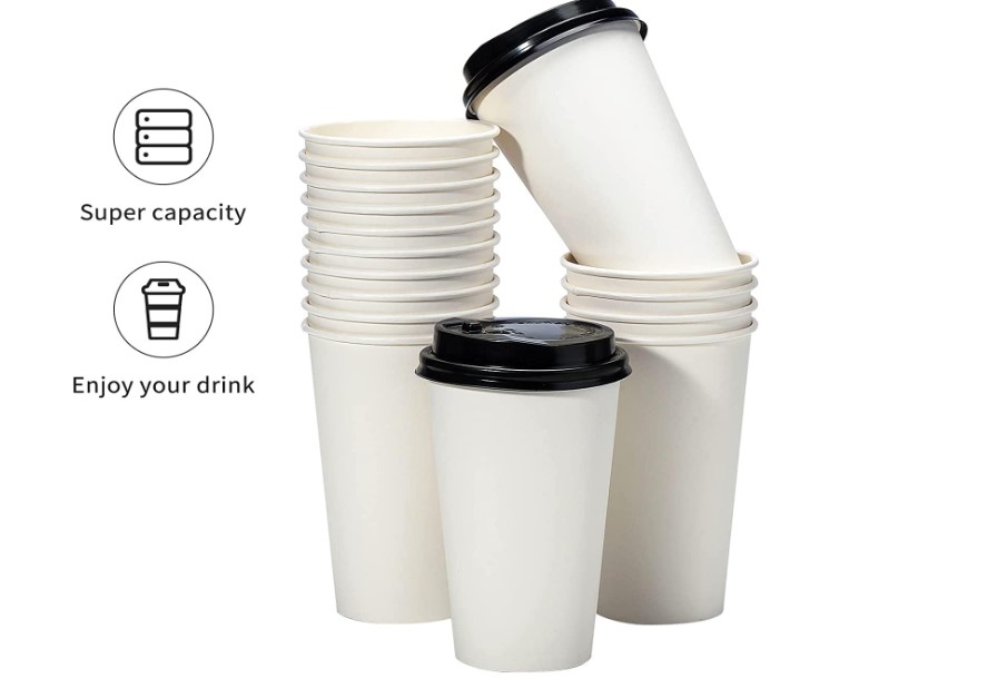 Vaso Café 12oz/350ml Descartable Polipapel Con tapa Negra — vista 4