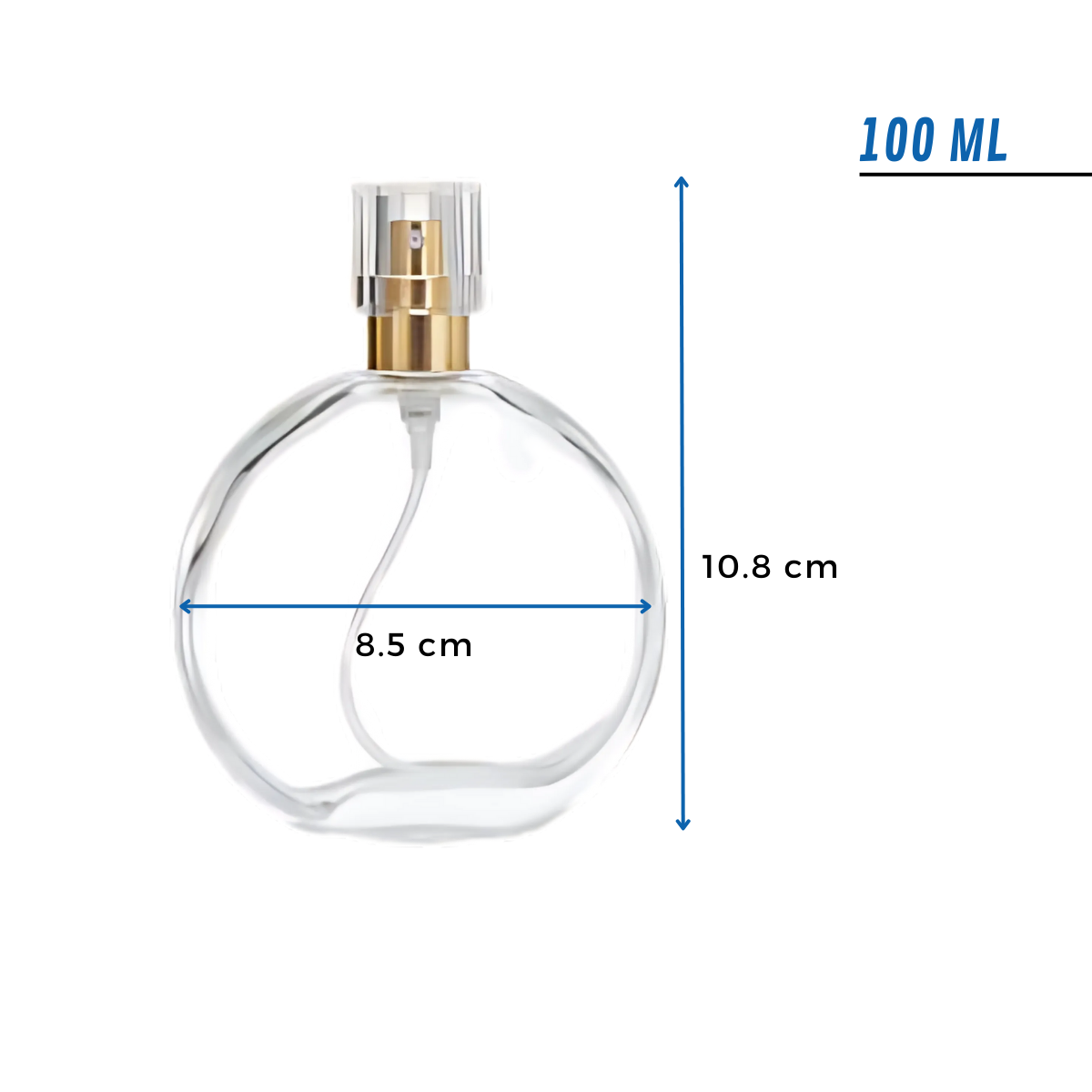 Frasco Perfume Plano Circular | Spray a Presión | 50ml - 100ml — vista 3