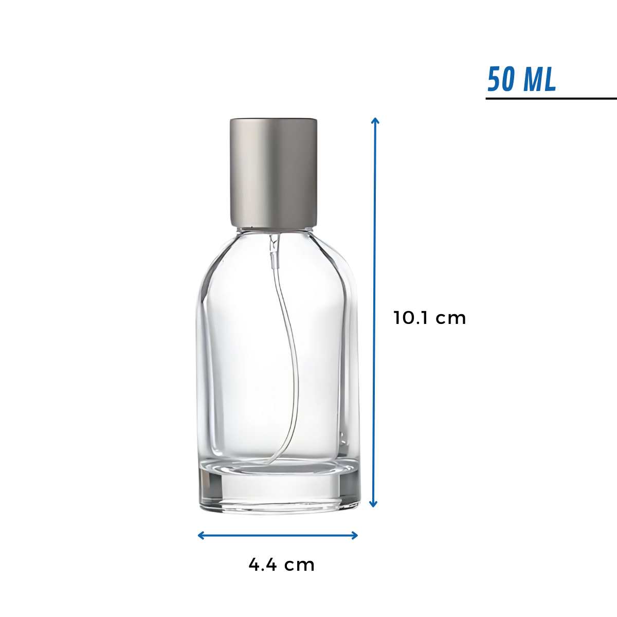 Frasco Perfume Cilíndrico | Tapa A Presión Plateada | Tres Tamaños — vista 4