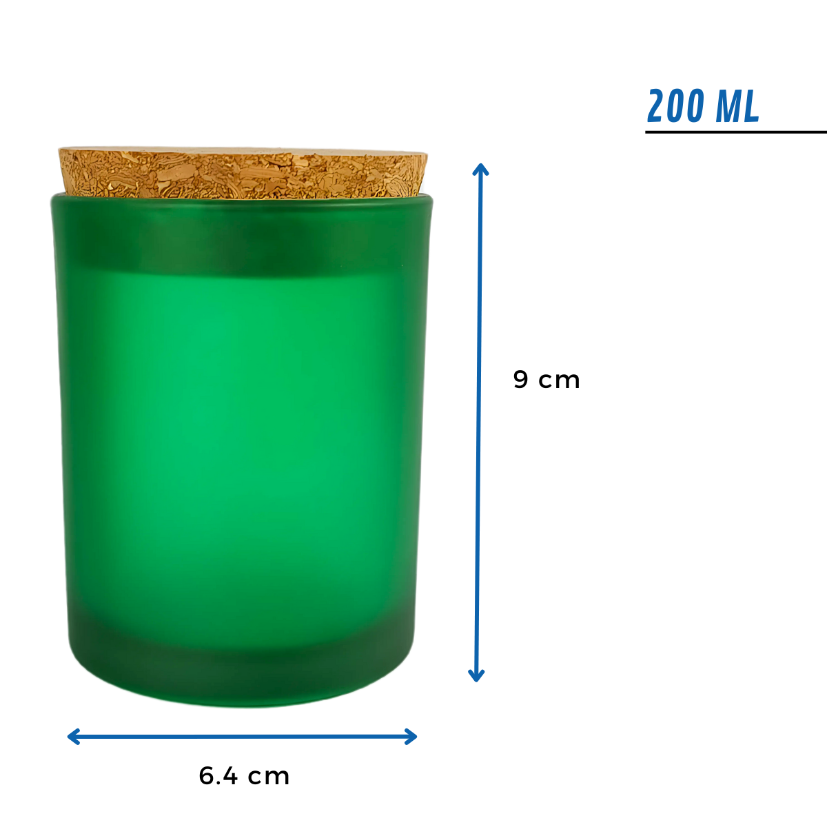 Vaso Vela Vidrio Esmerilado Tapa Corcho | Verde - Ámbar | 100ml-200ml — vista 4