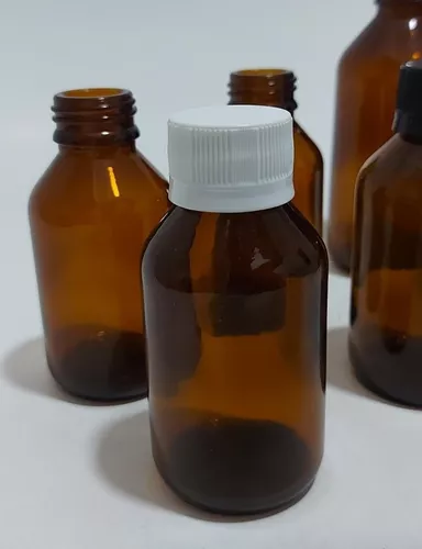 Frasco Vidrio 200ml Ambar con Tapa Precintada — vista 2