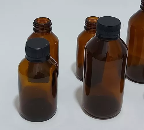 Frasco Vidrio 100ml Ambar con Tapa Precintada. — vista 3