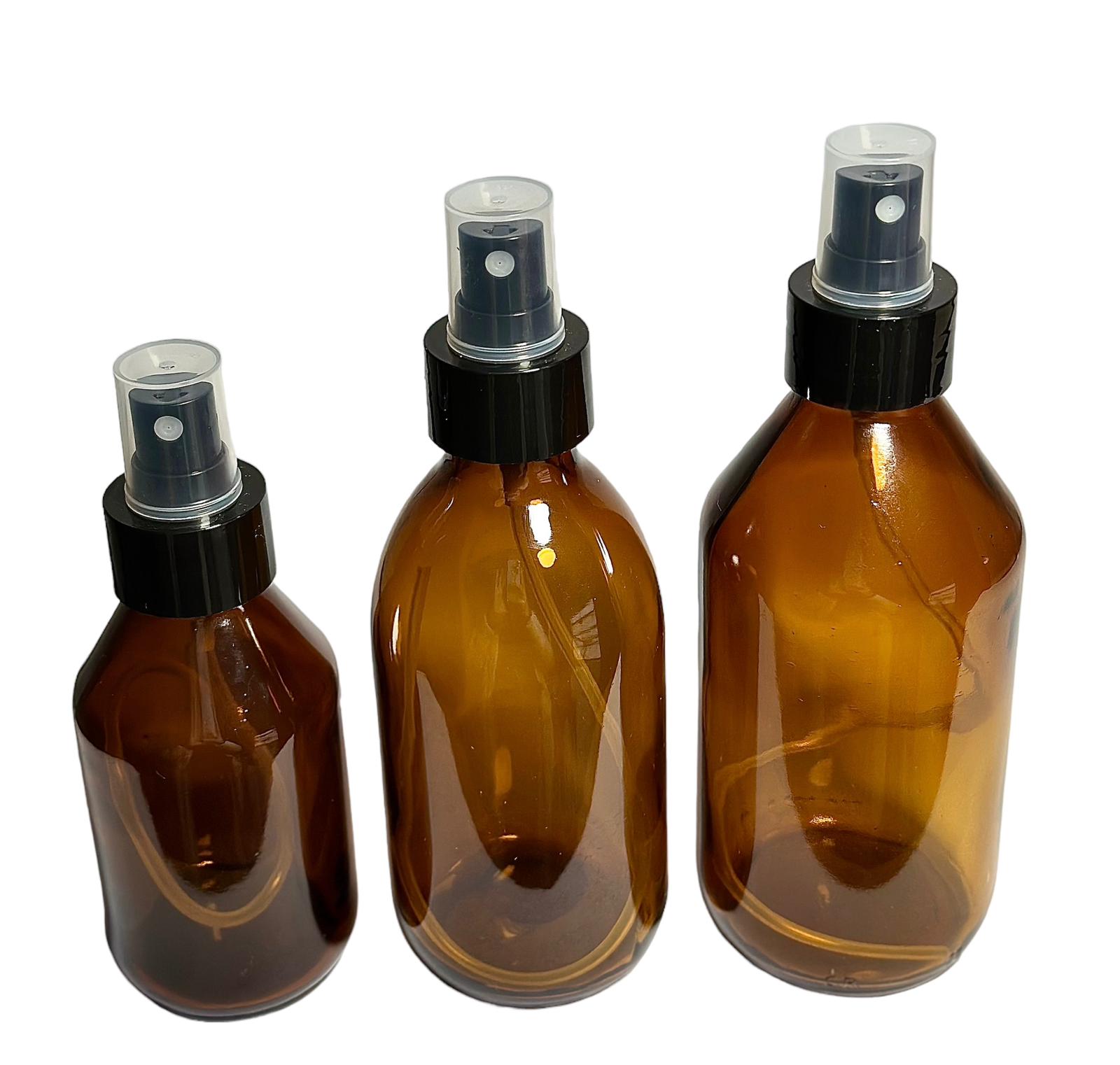 Frasco Ambar Vidrio 250 ml con Spray Negro — vista 2