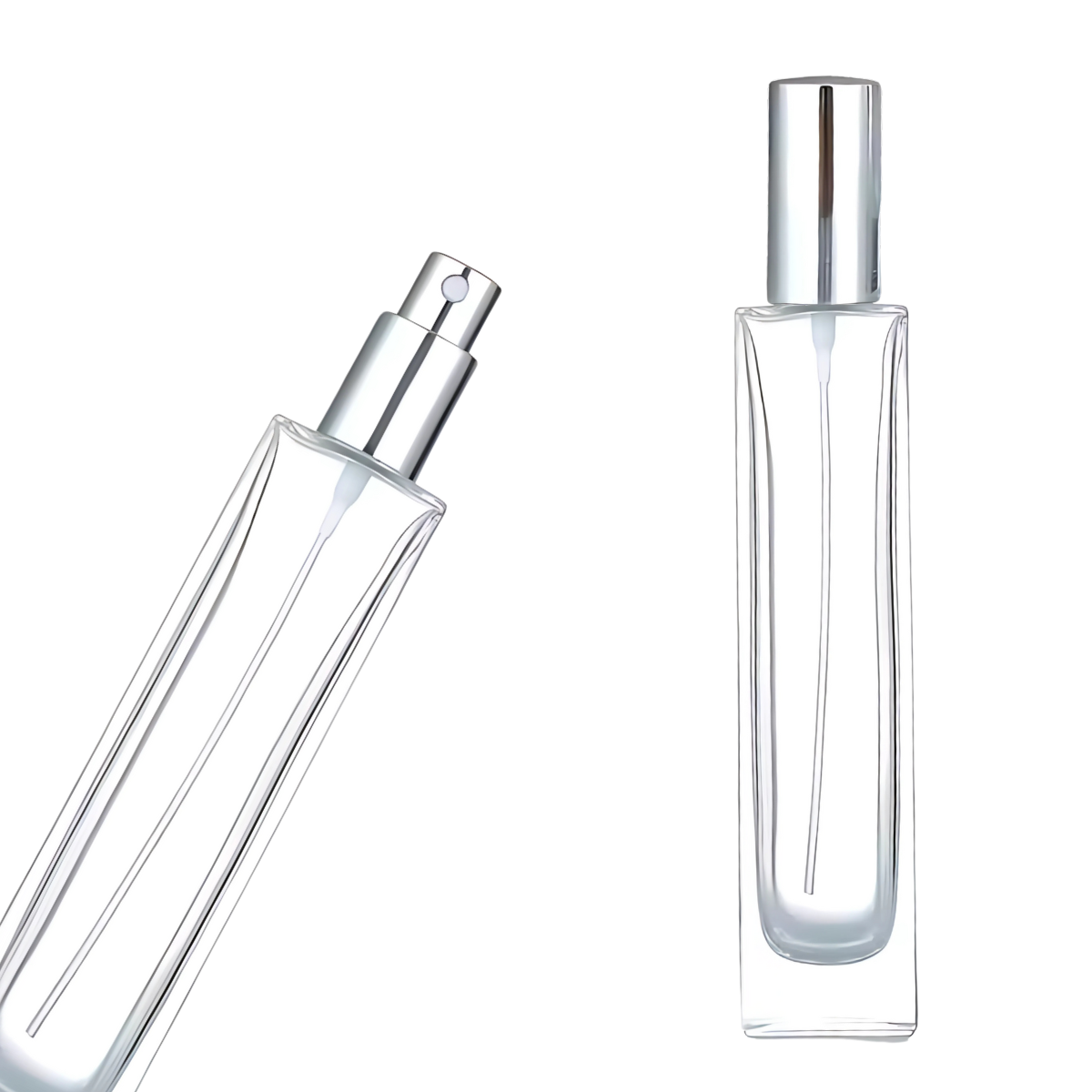 Frasco Perfume Vidrio Rectangular | Dos Tamaños | Tapa Rosca Plateada — vista 4