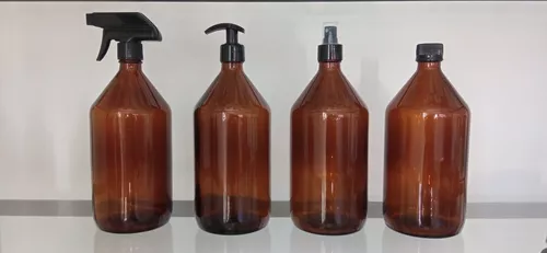 Botellas Vidrio Ambar 1000 ml con Gatillo Negro — vista 2