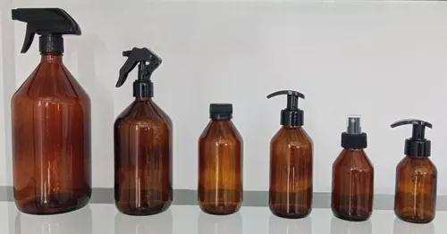 Botellas Vidrio Ambar 1000 ml con Gatillo Negro — vista 3