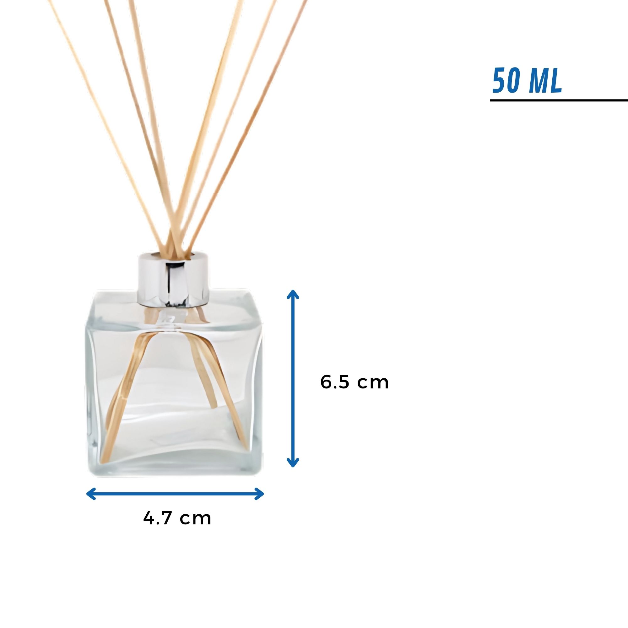 Frasco Difusor Aromatizante Vidrio Cuadrado + 5 Varitas Ratán — vista 3