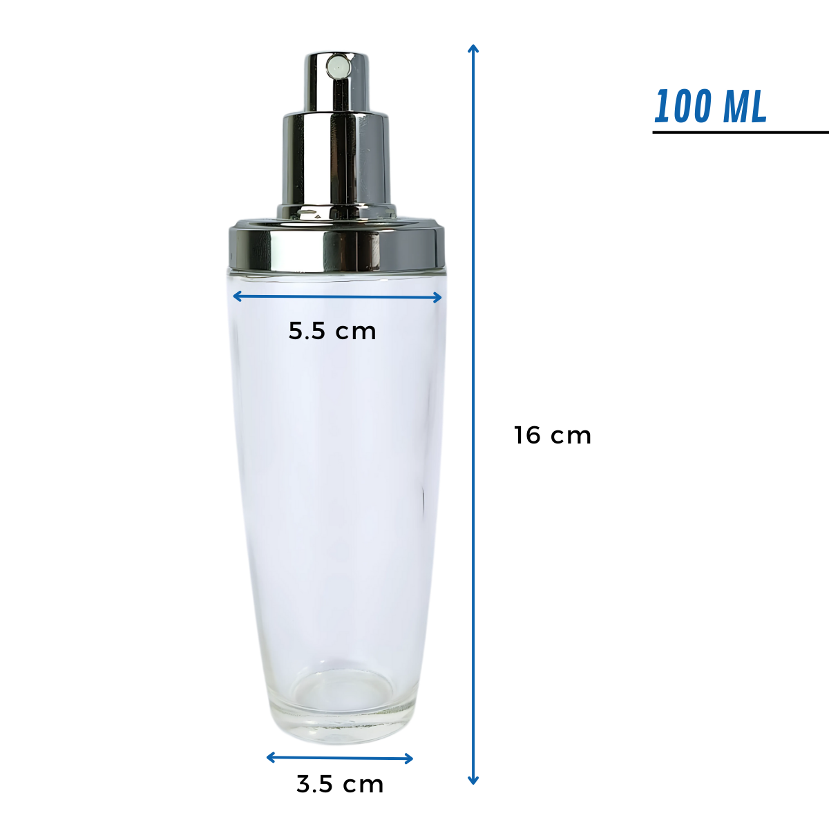 Frasco Perfume Cónico | 100 ml | Tapa Plateada — vista 2