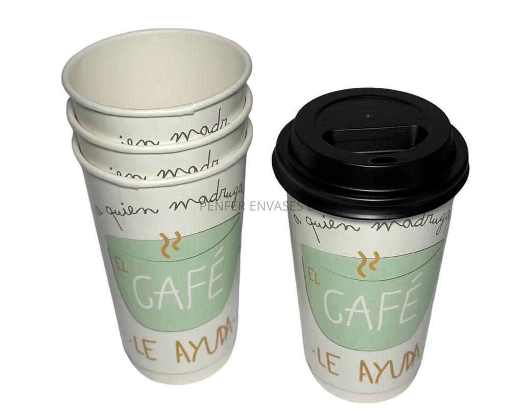 Vaso Bebida Caliente 12oz/ 350ml Doble Pared con Tapa — vista 3