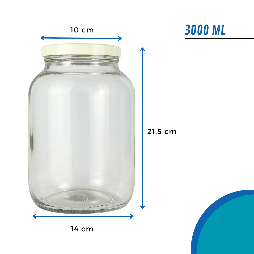 Bollón Vidrio Gigante | 3000ml | Tapa Blanca — vista 3