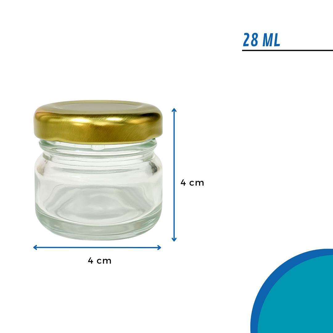 Bollón Mini Vidrio Cilíndrico | 40ml - 28ml | Con Tapa — vista 3