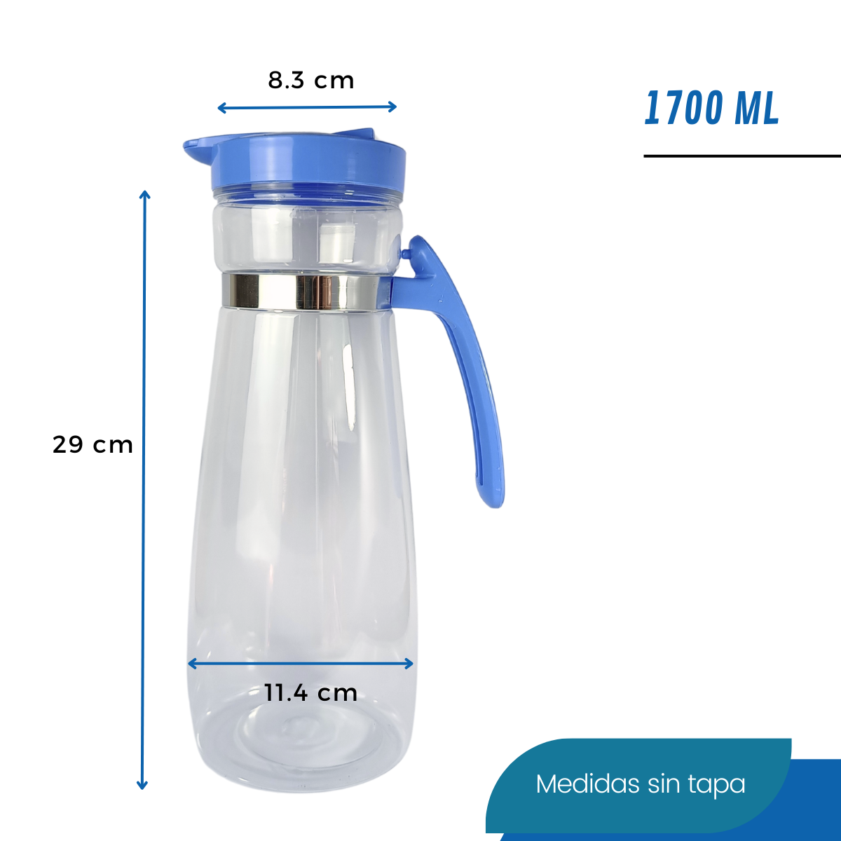 Jarra Plástico PET | 1700ml | Tapa Varios Colores (G1500) — vista 3